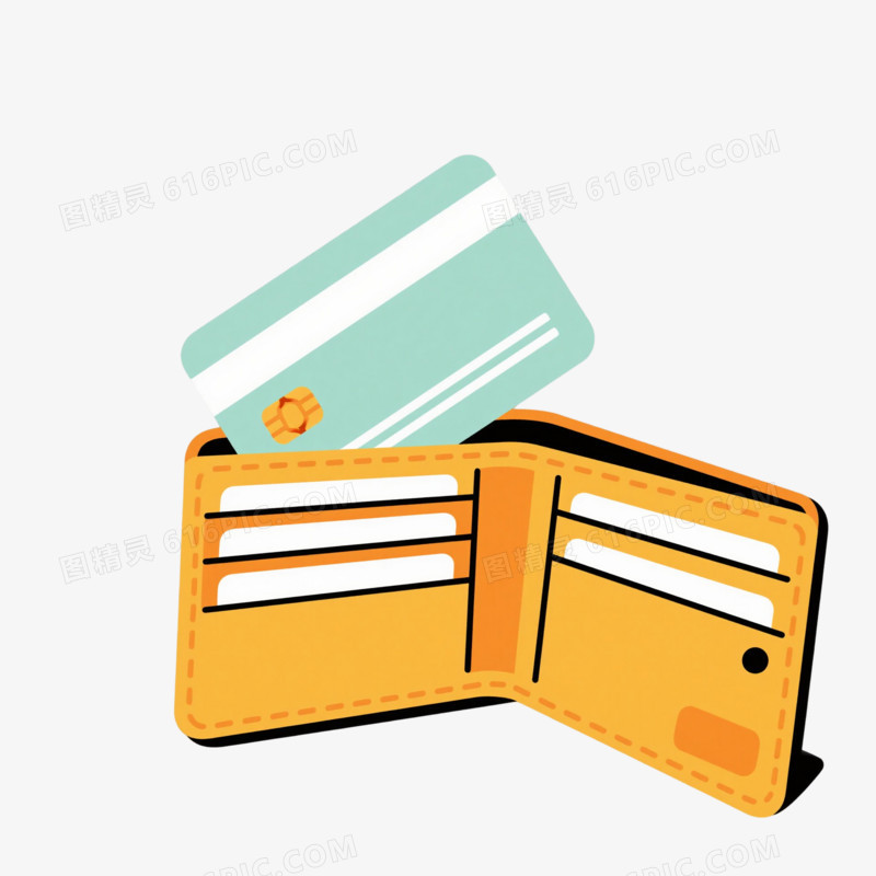 浅灰绿信用卡扁平插画元素