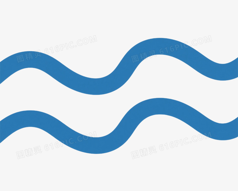 蓝色波浪线条漂浮元素