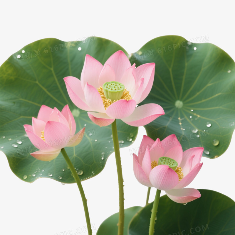 粉金莲花荷叶装饰图案