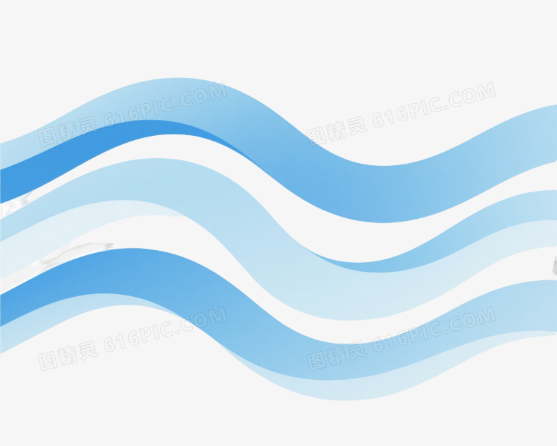 浅蓝波浪水纹漂浮元素