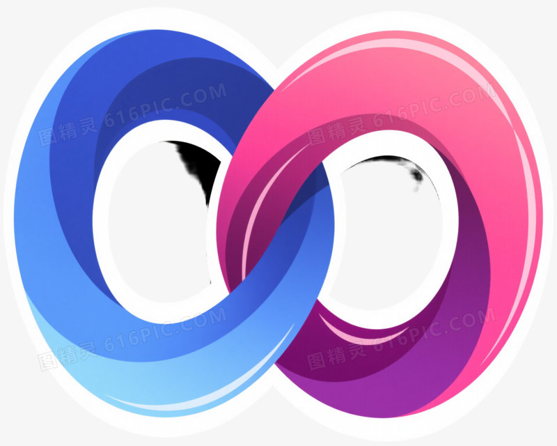 蓝青玫红渐变无限符号漂浮元素