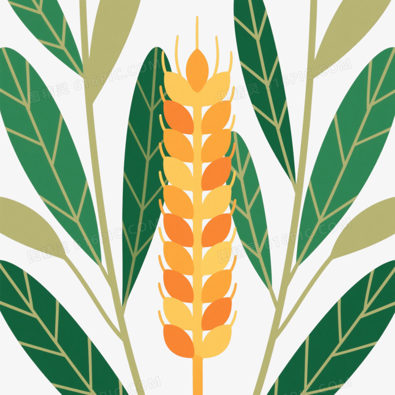 金色麦穗扁平插画元素