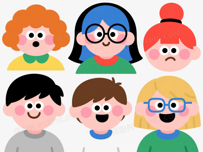 扁平风卡通人物头像卡通手绘元素