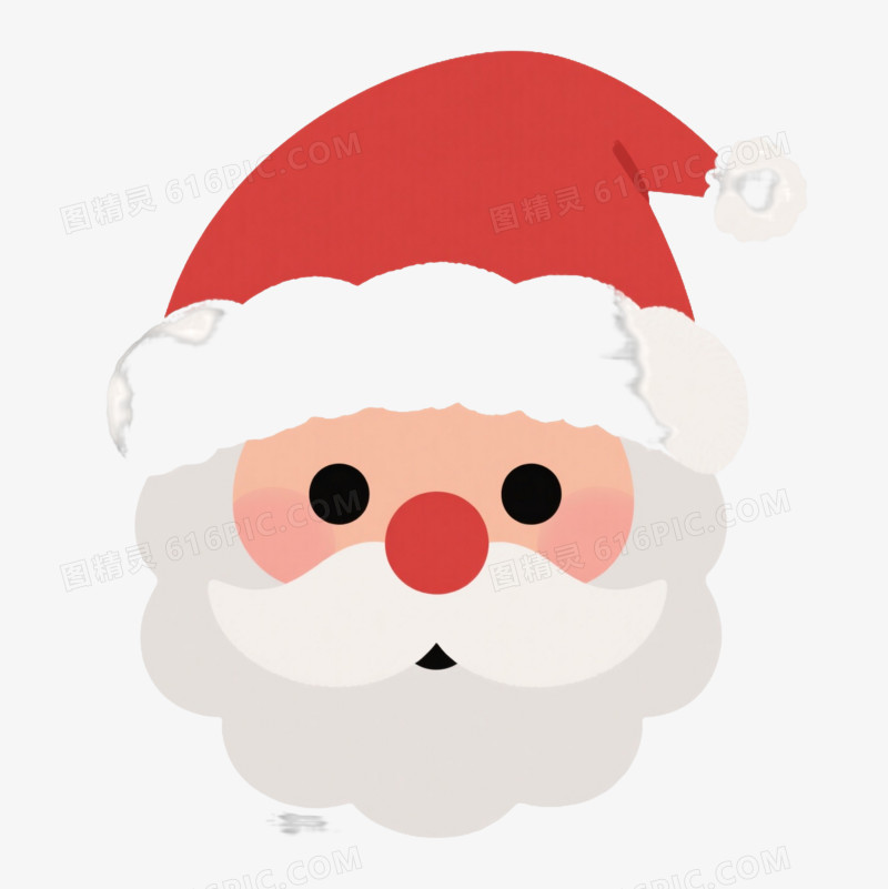 红帽白须圣诞老人卡通手绘元素