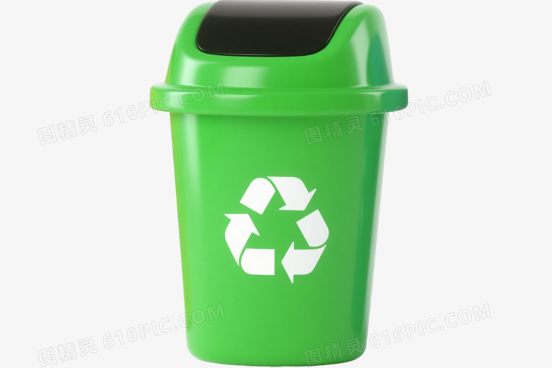 三色塑料分类垃圾桶产品实物元素