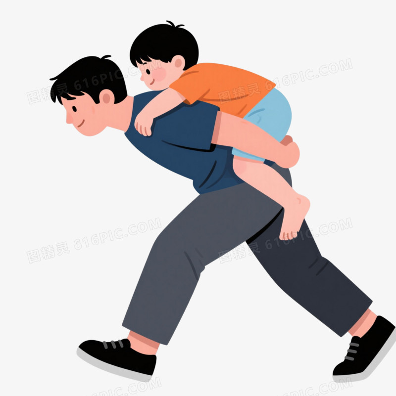 蓝灰橙配色亲子互动卡通手绘元素