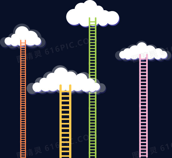 卡通创意云朵梯子彩色图片免费下载