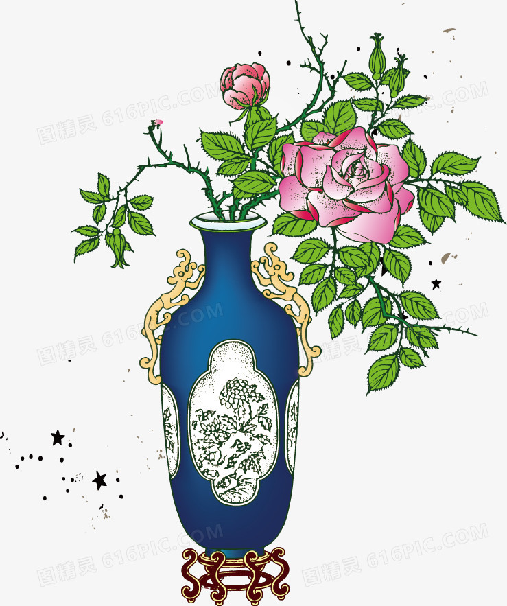 中国风花瓶牡丹花