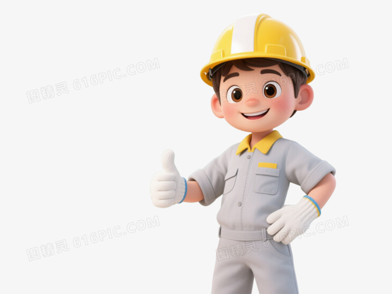 卡通工人男孩安全生产元素