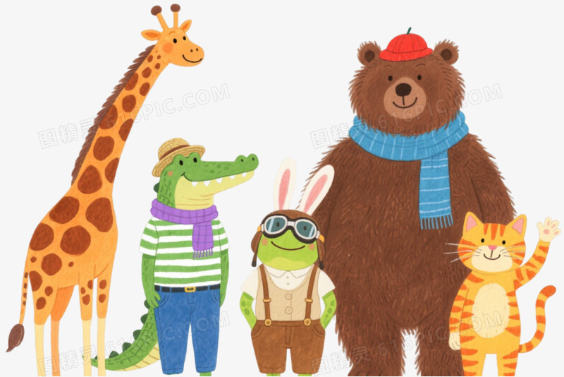 水彩动物角色卡通手绘元素