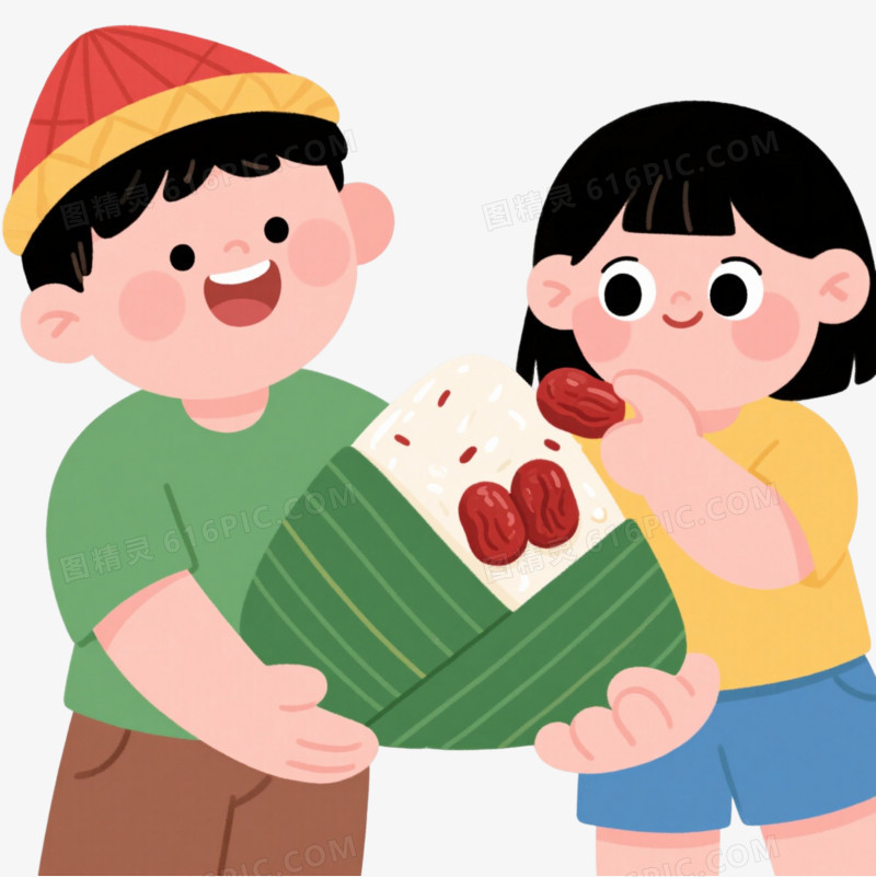 Q版端午粽子卡通手绘元素