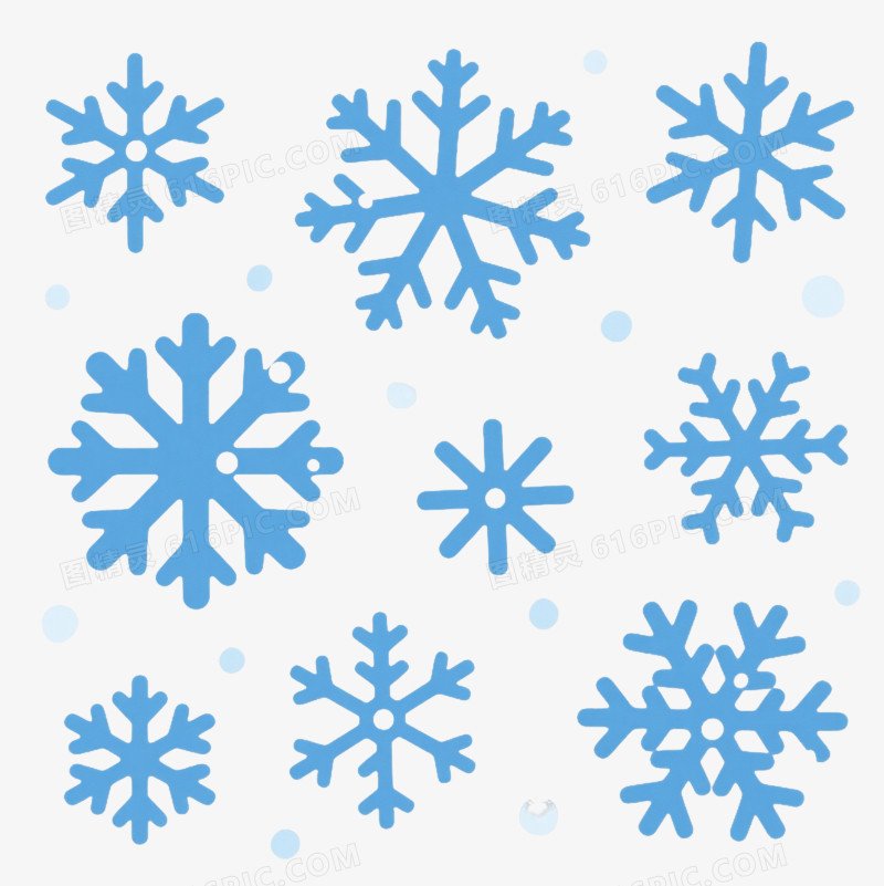 蓝白雪花扁平插画装饰图案