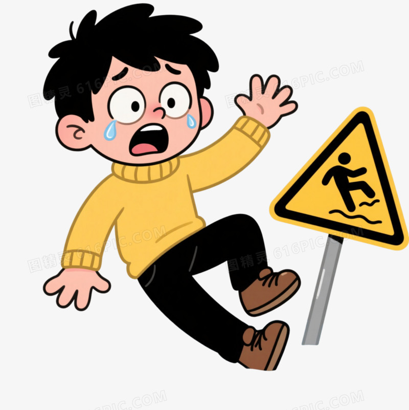 惊慌摔倒男孩卡通手绘元素图片免费下载_PNG素材_编号1l0i97e96_图精灵