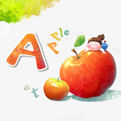 儿童趴在苹果上