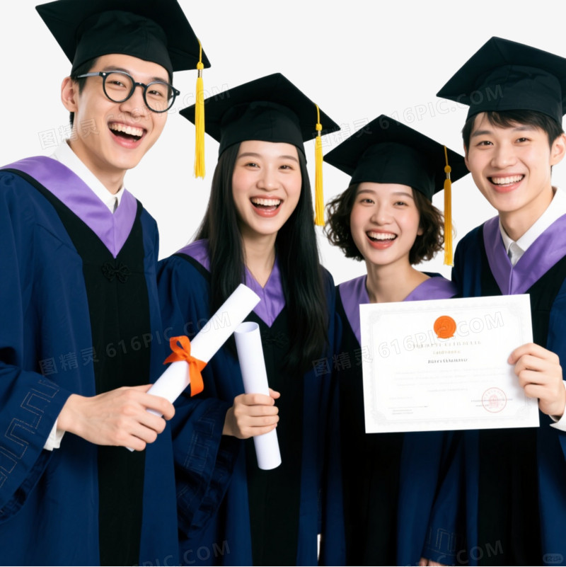 深蓝学士服毕业生漂浮元素