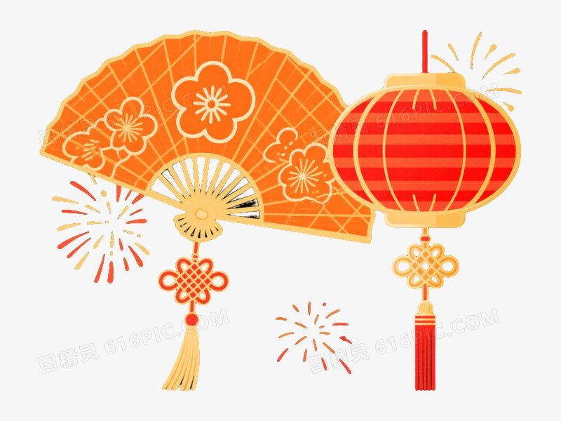 橙金红中式节庆节日元素
