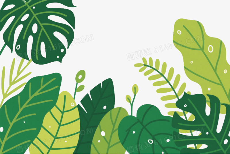 多层绿植扁平插画元素
