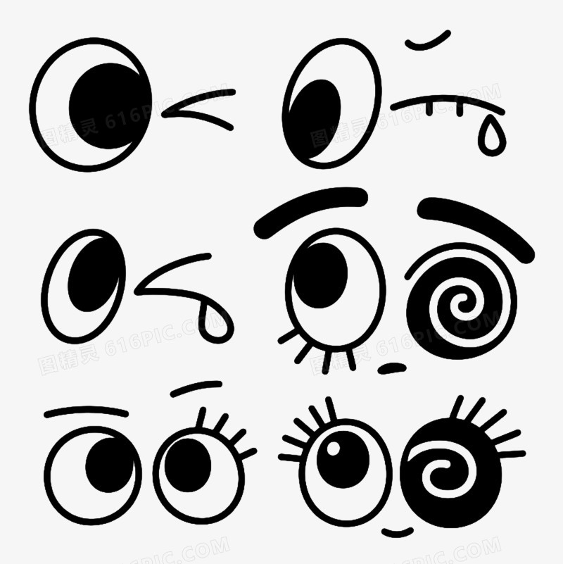 多风格卡通眼睛组合卡通手绘元素