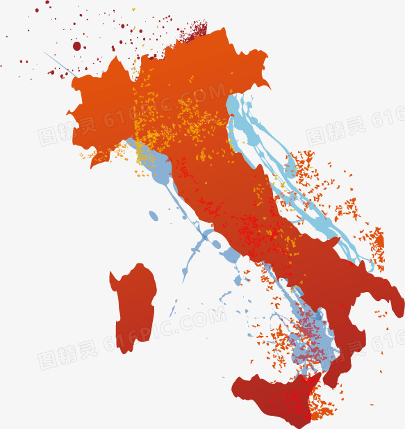 创意炫彩意大利地图
