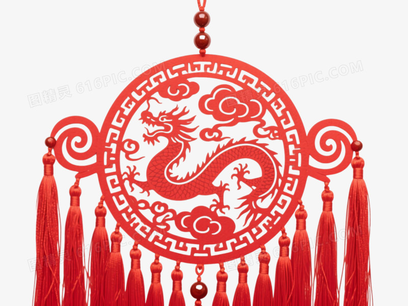 红色龙纹中国结节日元素