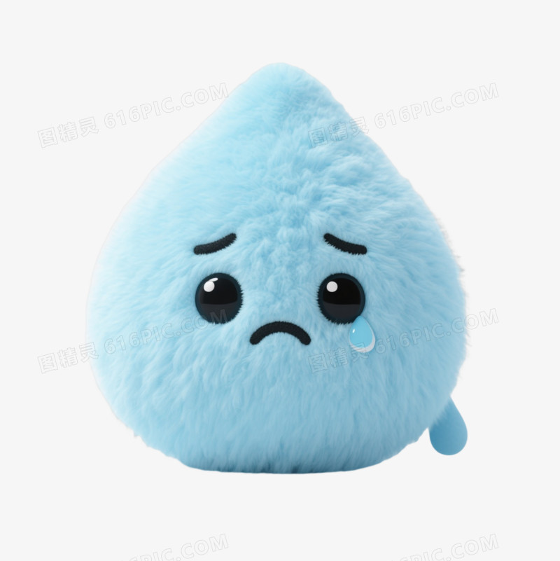 浅蓝水滴毛绒玩偶卡通手绘元素