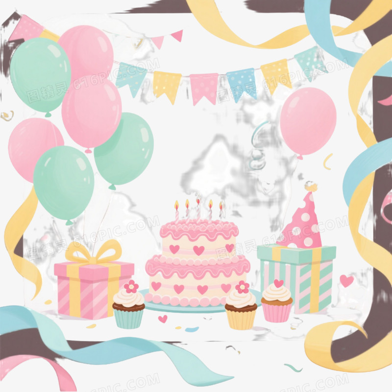 马卡龙色派对装饰元素