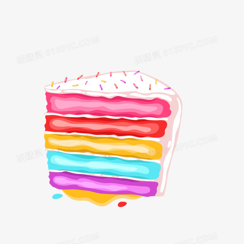 卡通手绘彩虹蛋糕甜品