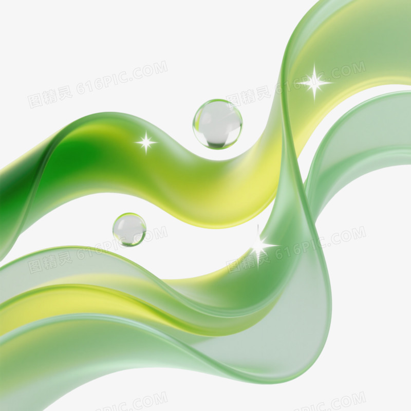 绿色流体光效漂浮元素