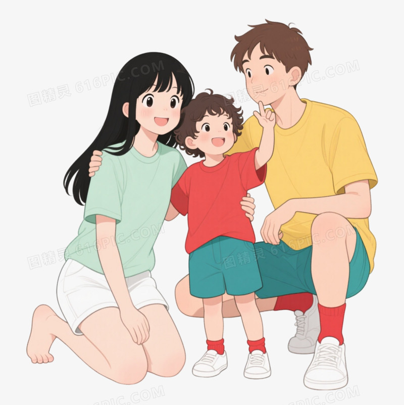 日系温馨家庭卡通手绘元素