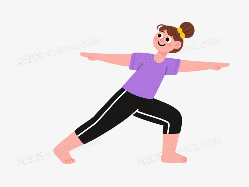 瑜伽女性卡通手绘元素