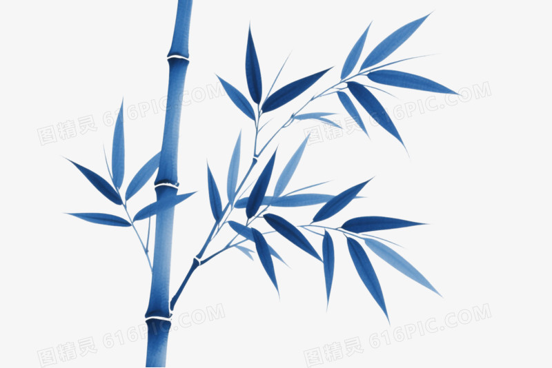 蓝水墨竹子装饰图案