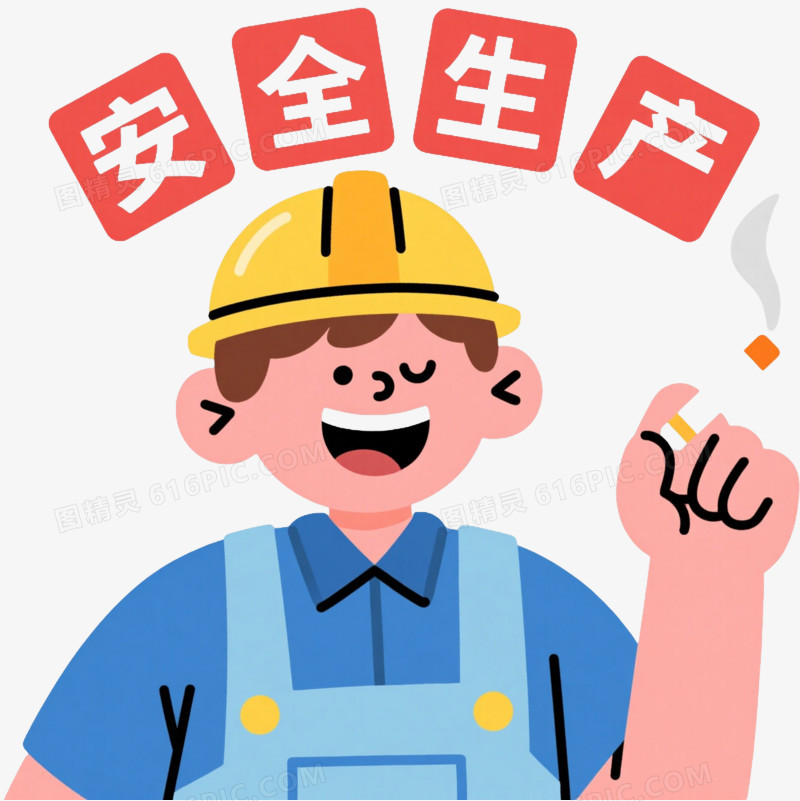 黄色安全帽卡通工人安全生产漂浮元素