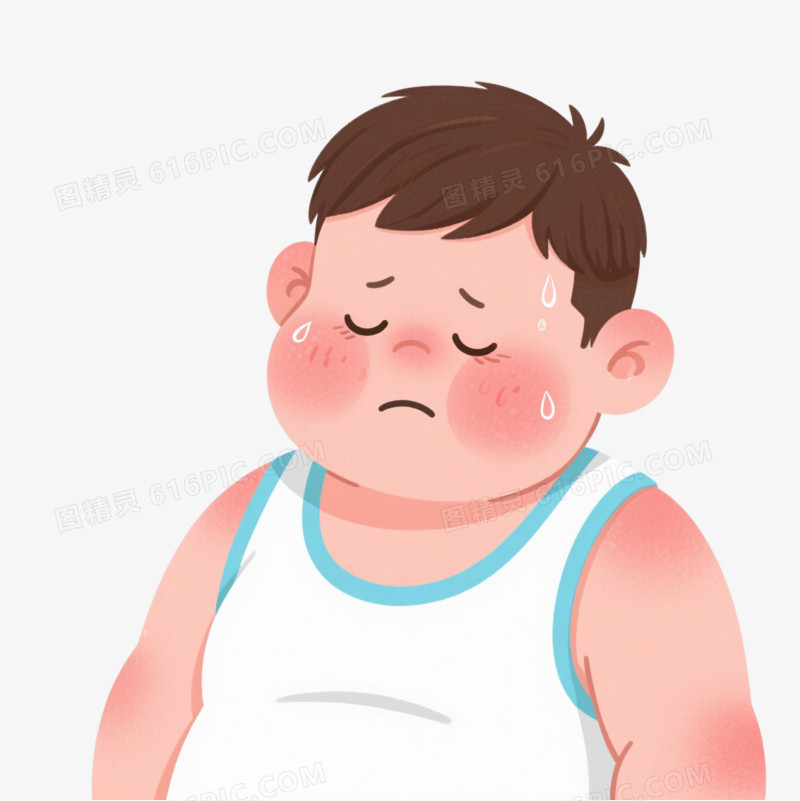 胖男孩卡通手绘元素