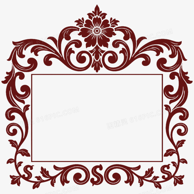 深红巴洛克卷草纹边框纹理