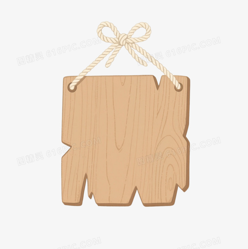 浅棕木牌银杏叶手绘插画元素