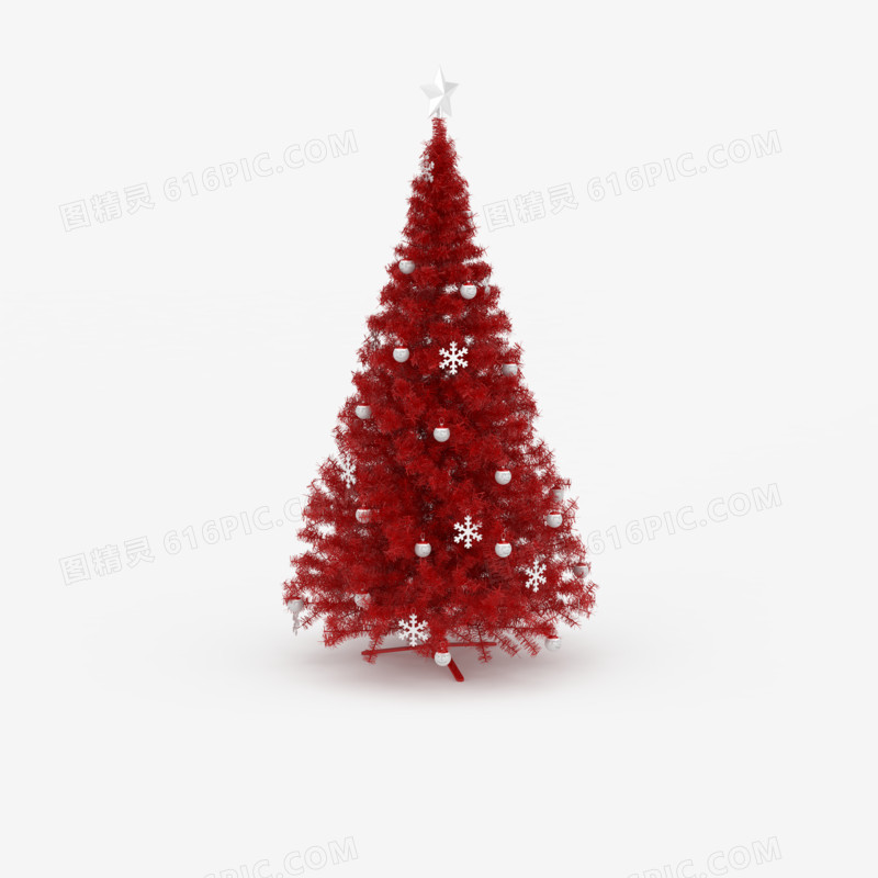 红色圣诞树装饰图片