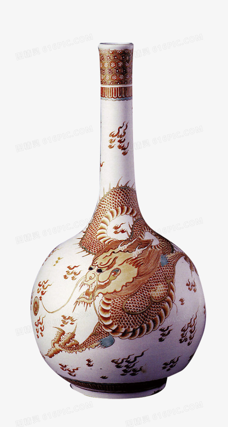 中国风白色龙纹花瓶