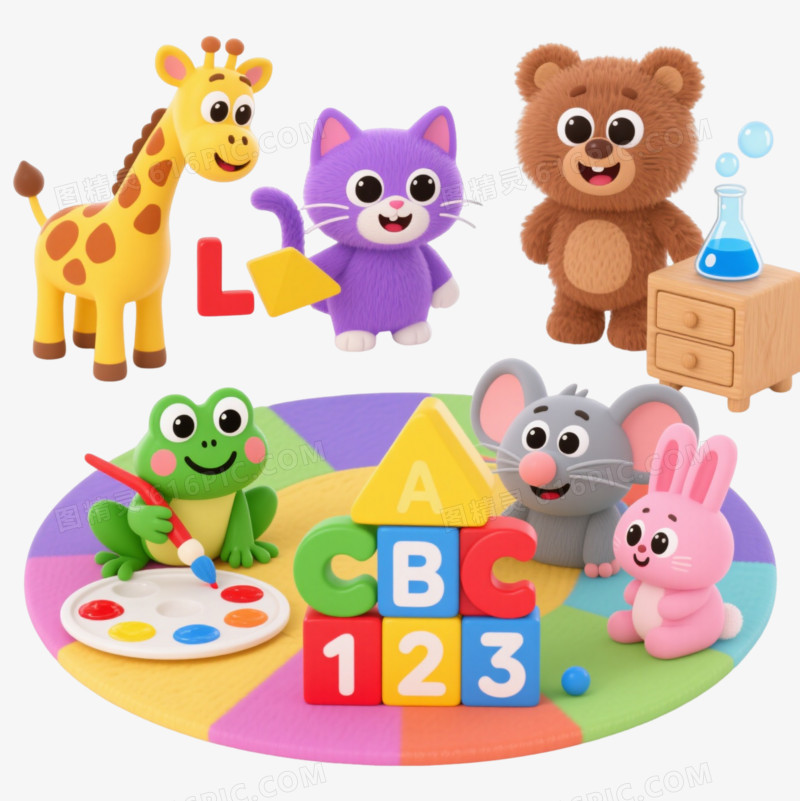 六组卡通动物学习卡通手绘元素