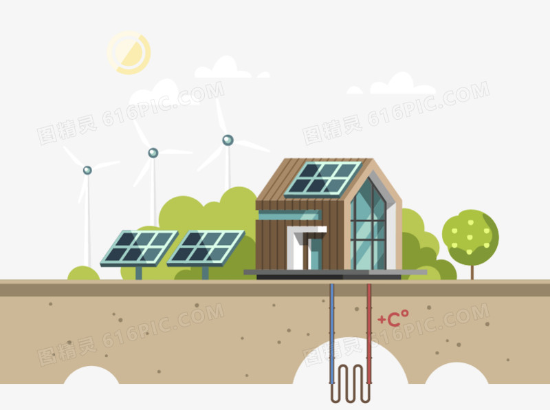 矢量带太阳能的房子