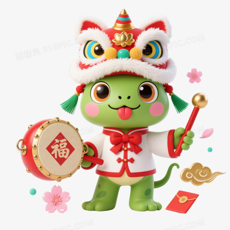 绿蛙舞狮Q版卡通手绘元素图片免费下载_PNG素材_编号1yqin8484_图精灵