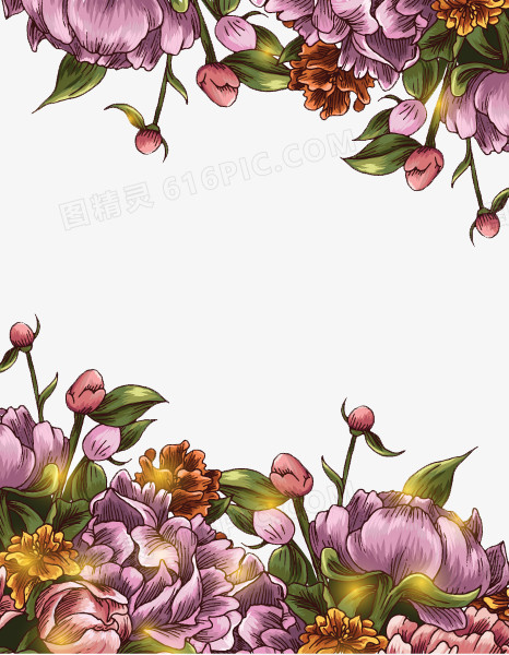 手绘花卉边框背景