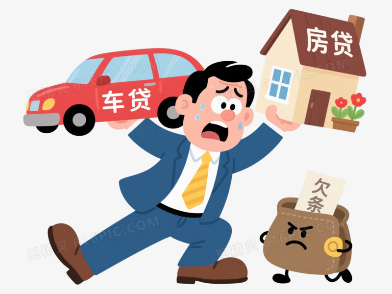 焦虑中年男子卡通手绘元素