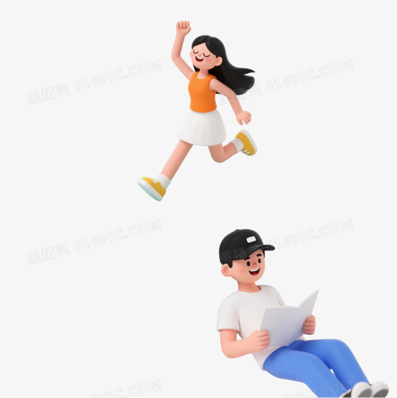 青绿书本上跃读青年漂浮元素