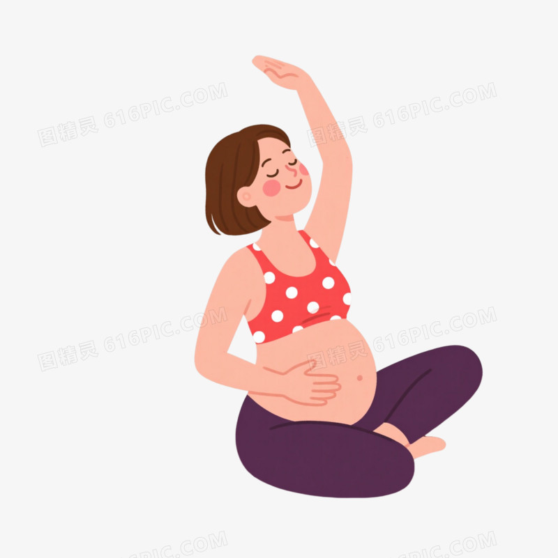 孕妇瑜伽扁平插画元素
