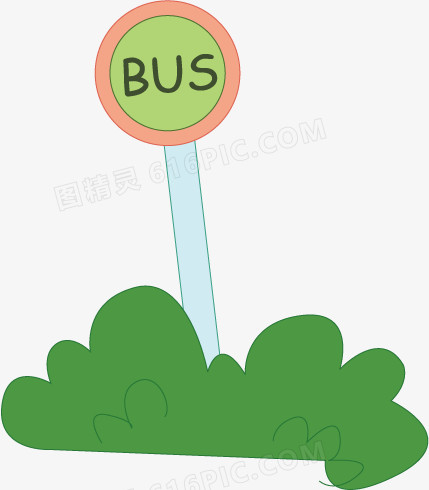 公交站牌卡通插图矢量