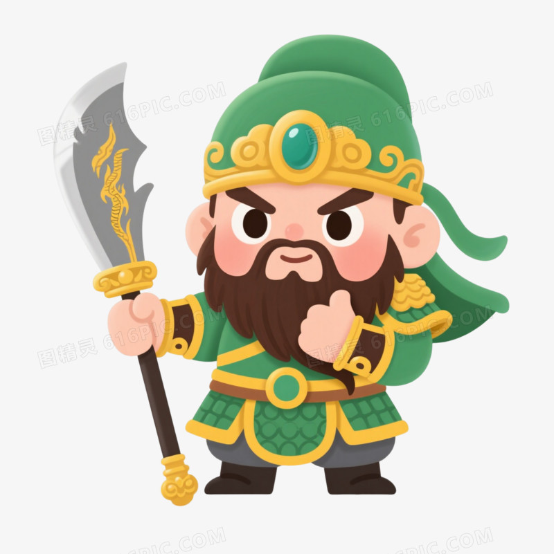 Q版关公卡通手绘元素