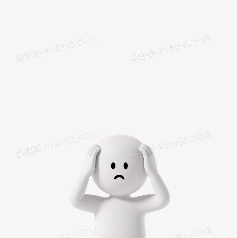 白色3D困惑小人漂浮元素图片免费下载_PNG素材_编号1pkiewqw8_图精灵