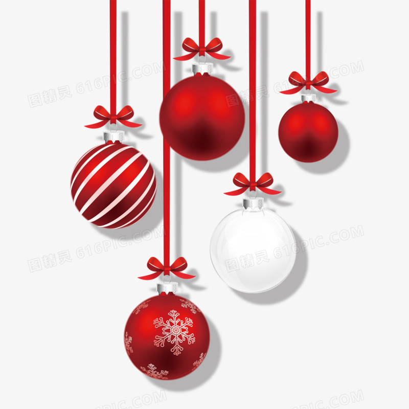 红色圣诞球挂饰装饰图案