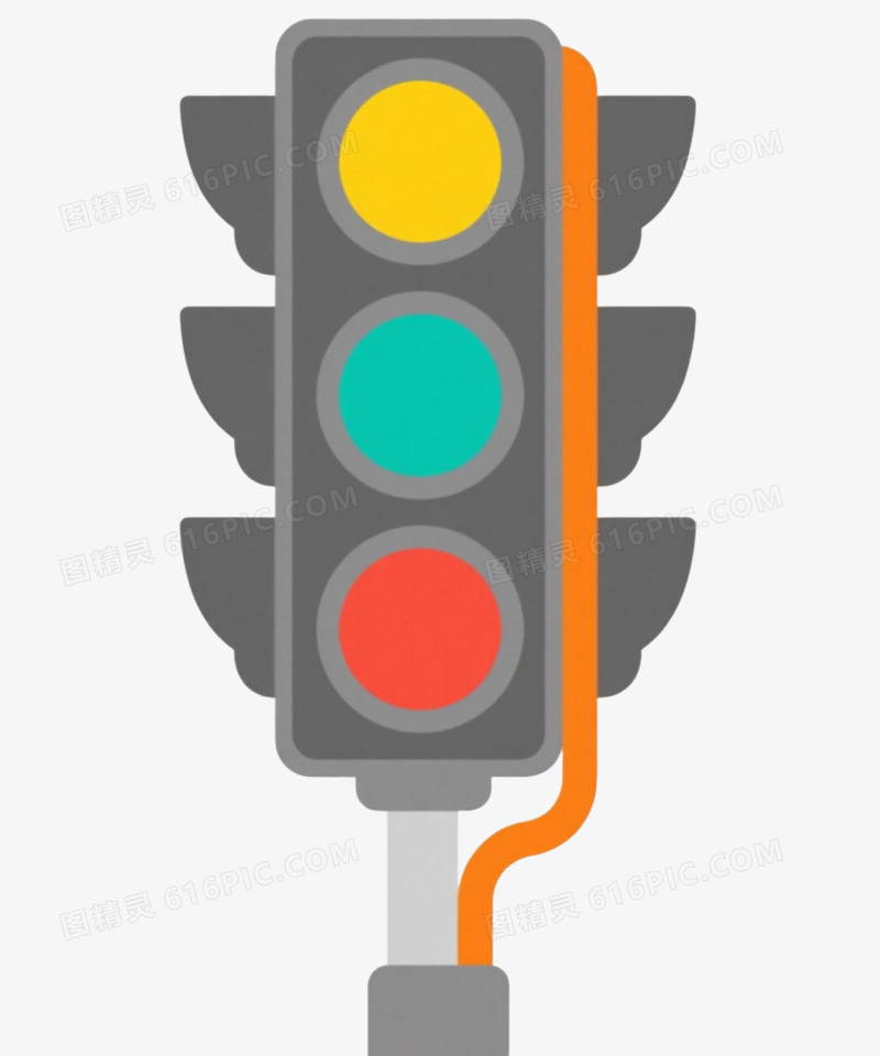 灰壳三色信号灯扁平插画元素