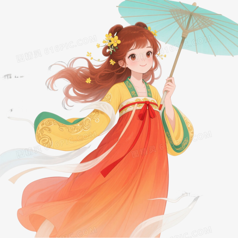 古风少女插画元素